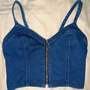 Jean Zipper Crop Top